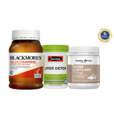 [Special Set] Tăng cường sức khỏe của Úc Bổ xương khớp Glucosamine Blackmores & Thải độc gan Liver Detox Swisse & Sụn cá mập Healthy Care (Discount đến 30%)