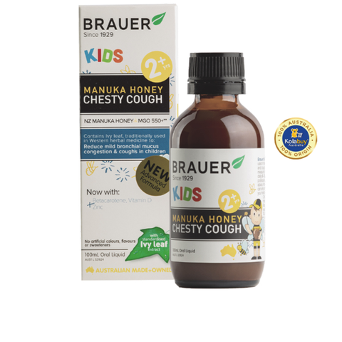 Siro Trị ho cho bé Brauer Kids Manuka Honey Chesty Cough Oral Liquid 100ml