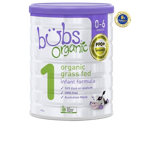 Sữa bột Bubs bò số 1 cho bé từ 0-6 tháng Bubs Organic Grass Fed Infant Milk 800g
