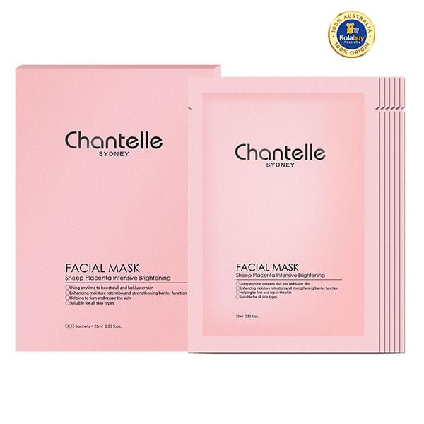 Mặt nạ nhau thai cừu dưỡng da Chantelle PINK Bio Placenta Facial Mask 7 miếng