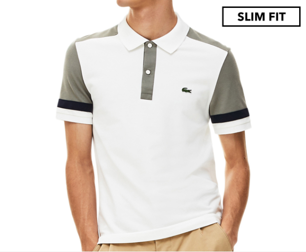 Áo Lacoste Men's Colour Block Slim Fit Pima Polo - Flour/Sergeant/Navy Blue