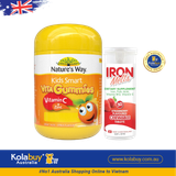 [Special Set] Phát triển toàn diện cho bé của Úc Sắt ngậm Iron Melts & Kẹo dẻo Gummies Kẽm Nature's Way & Vitamin C Nature's Way (Discount đến 30%)