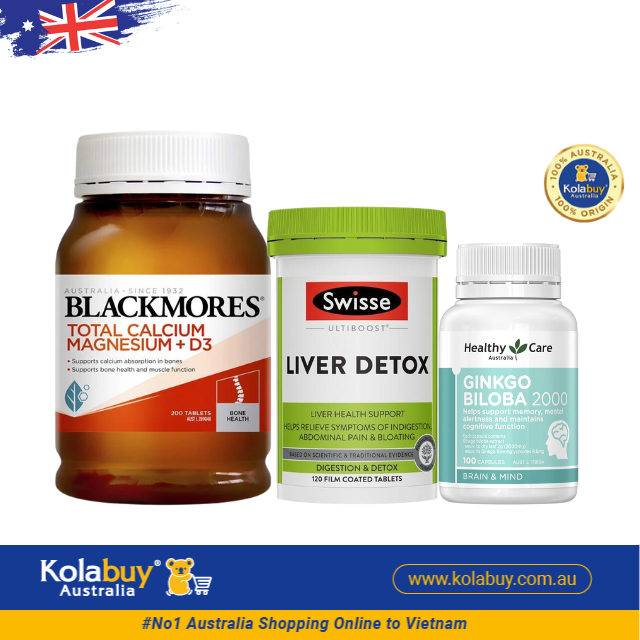 [Special Set] Tăng cường sức khỏe của Úc Bổ não Ginkgo Healthy Care & Xương khớp Glucosamine Blackmore & Thải độc gan Liver Detox Swisse (Discount đến 30%)