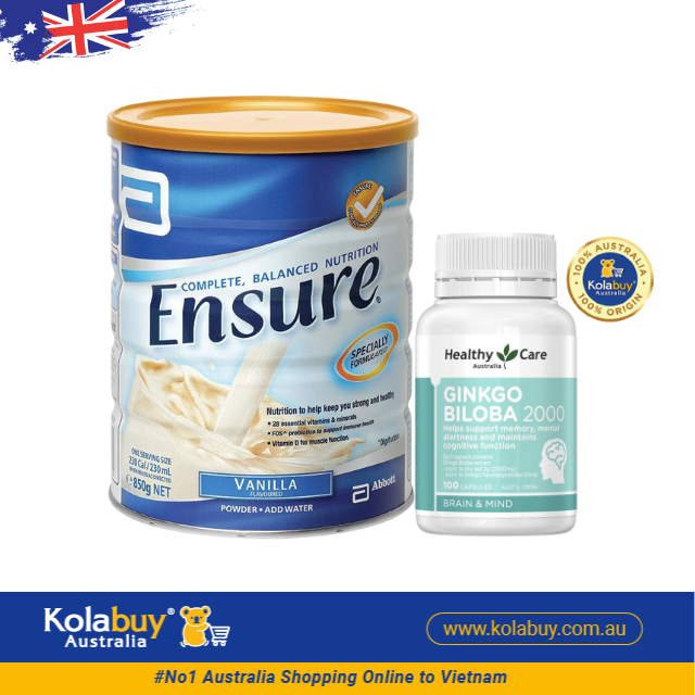 [Special Set] Chăm sóc sức khoẻ người cao tuổi Sữa Ensure & Bổ não Ginkgo Healthy care (Discount đến 30%)