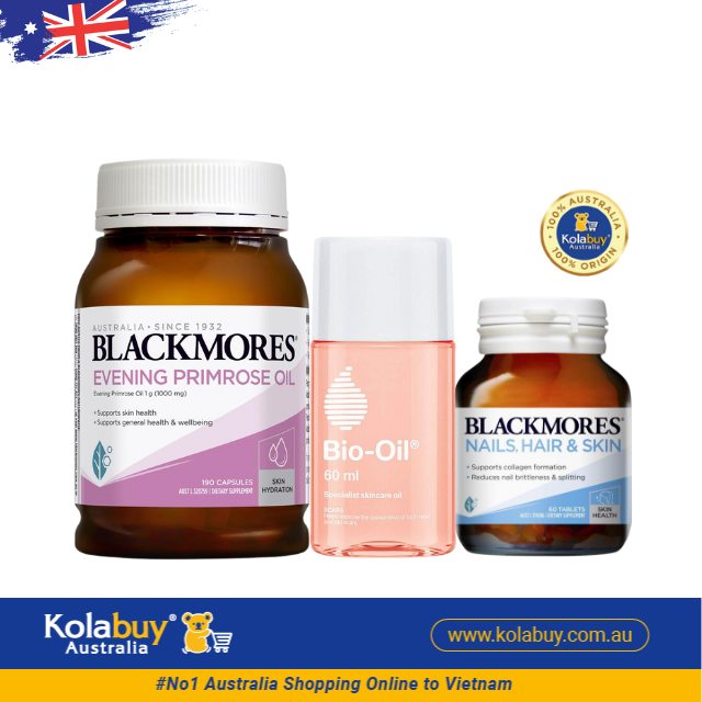 [Special Set] Chăm sóc sức khỏe sau sinh và làm đẹp Hoa anh thảo Blackmores & Da, móng, tóc Blackmores & Chống rạn da Bio oil 60ml (Discount đến 30%)