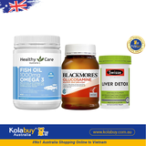 [Special Set] Tăng cường sức khỏe của Úc Thải độc gan Liver Detox Swisse 120v & Xương khớp Glucosamine Blackmores & Dầu cá Omega 3 Healthy Care (Discount đến 30%)