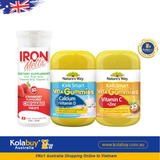 [Special Set] Phát triển toàn diện cho bé của Úc Sắt Iron melts & Kẹo Gummies Vitamin C + Kẽm & Kẹo Gummies Canxi của Nature's Way(Discount đến 30%)