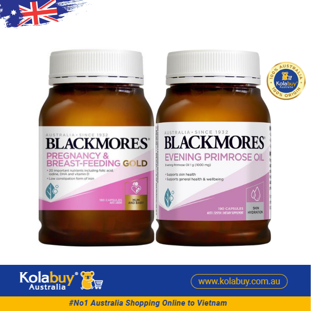 [Special Set] Chăm sóc sức khỏe sau sinh và làm đẹp Blackmores Sau sinh 180v & Tinh dầu Hoa anh thảo 190v (Discount đến 30%)