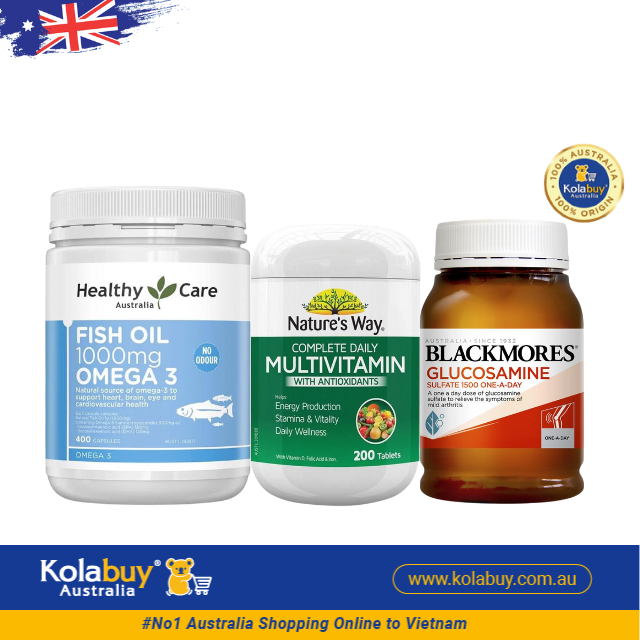 [Special Set] Tăng cường sức khỏe của Úc Bổ xương khớp Glucosamine Blackmores & Dầu cá Omega 3 Healthy Care & Vitamin tổng hợp Nature's Way (Discount đến 30%)