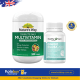 [Special Set] Tăng cường sức khỏe của Úc Vitamin tổng hợp Nature's Way 200v & Bổ não Healthy Care 100v (Discount đến 30%)