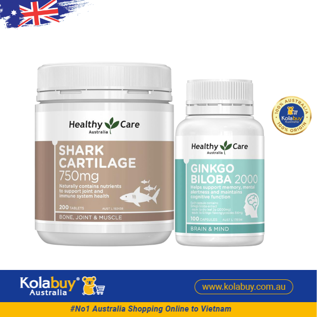 [Special Set] Tăng cường sức khỏe của Úc Bổ não Healthy Care 100v & Sụn cá mập Healthy Care 200v (Discount đến 30%)