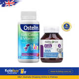 [Special Set] Phát triển toàn diện cho bé của Úc DHA Healthy Care 60v & Kẹo canxi khủng long Ostelin 90v (Discount đến 30%)