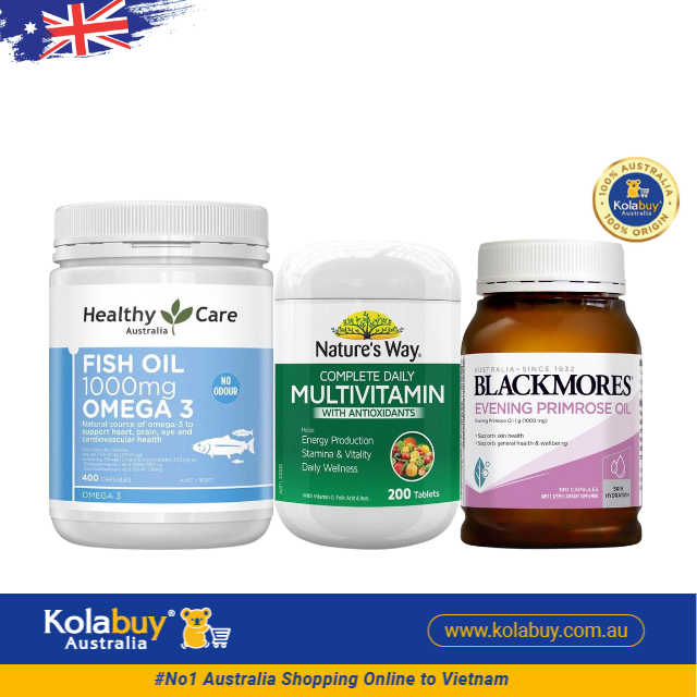 [Special Set] Tăng cường sức khỏe của Úc Tinh dầu hoa anh thảo Blackmore & Dầu cá Omega 3 Healthy Care & Vitamin tổng hợp Nature's Way (Discount đến 30%)