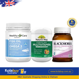 [Special Set] Tăng cường sức khỏe của Úc Tinh dầu hoa anh thảo Blackmore & Dầu cá Omega 3 Healthy Care & Vitamin tổng hợp Nature's Way (Discount đến 30%)