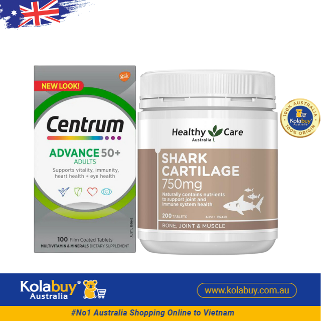 [Special Set] Chăm sóc sức khoẻ người cao tuổi Sụn cá mập Healthy care & Centrum Advance 50+ (Discount đến 30%)