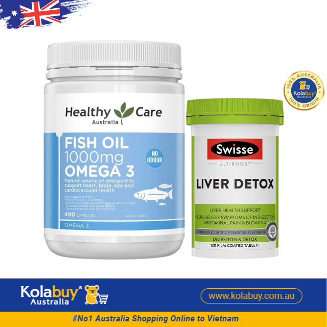 [Special Set] Tăng cường sức khỏe của Úc Thải độc gan Liver Detox Swisse 120v & Dầu cá Omega 3 400v Healthy Care (Discount đến 30%)