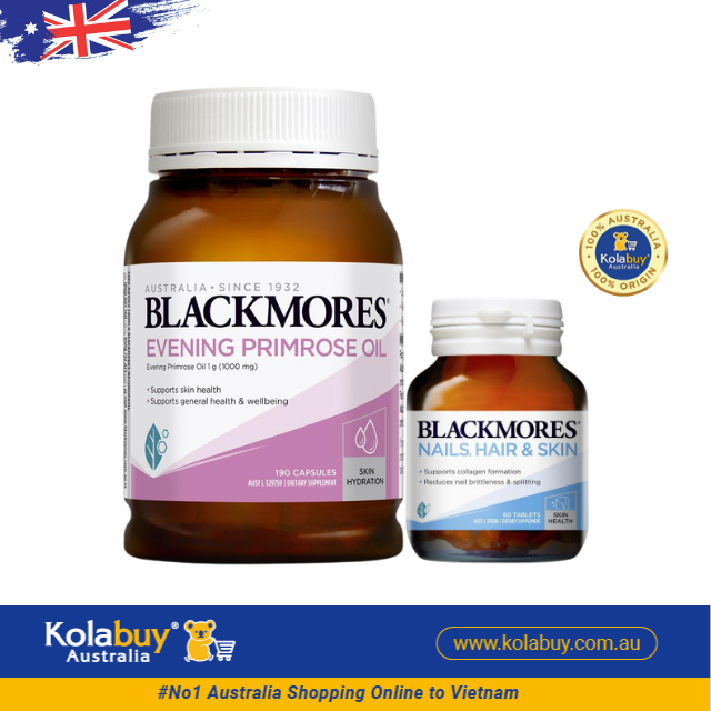 [Special Set] Chăm sóc sức khỏe sau sinh và làm đẹp của Blackmores Tinh dầu Hoa anh thảo & Da, móng, tóc 60v (Discount đến 30%)