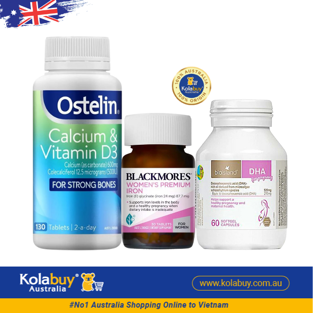 [Special Set] Chăm sóc mẹ bầu Úc Sắt bầu Blackmores & DHA Bio Island & Canxi bầu Ostelin (Discount đến 30%)