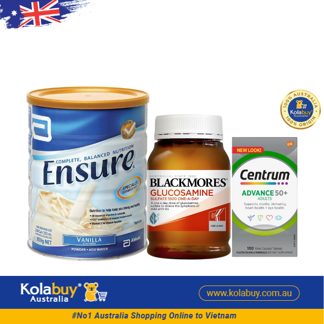[Special Set] Chăm sóc sức khoẻ người cao tuổi Sữa Ensure & Centrum Advance 50+ & Xương khớp Glucosamine Blackmores (Discount đến 30%)