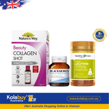 [Special Set] Chăm sóc sức khỏe phái đẹp Mầm đậu nành Lecithin Healthy Care & Hỗ trợ Da, Móng, Tóc Blackmores & Collagen Shot 10 x 50ml Nature's Way (Discount đến 30%)