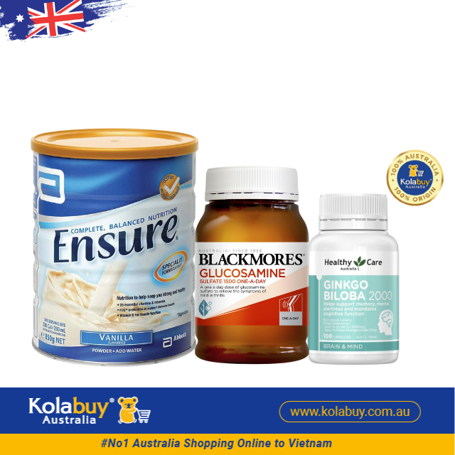 [Special Set] Chăm sóc sức khoẻ người cao tuổi Sữa Ensure & Bổ não Ginkgo Healthy Care & Xương khớp Glucosamine Blackmores (Discount đến 30%)