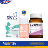[Special Set] Chăm sóc sức khỏe sau sinh và làm đẹp Elevit & Hoa anh thảo Blackmores & Chống rạn da Bio oil 60ml (Discount đến 30%)