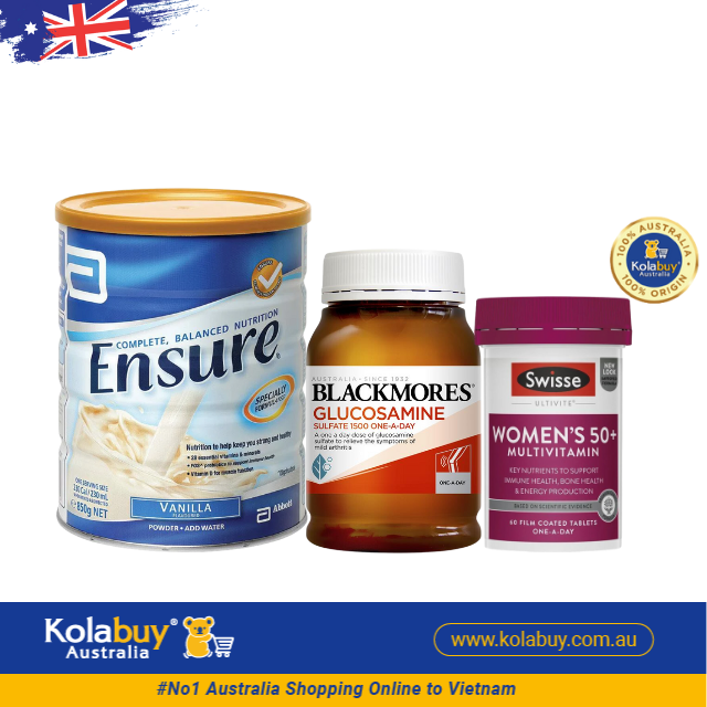[Special Set] Chăm sóc sức khoẻ phụ nữ cao tuổi Sữa Ensure & Swisse Women Ultivite 50+ & Xương khớp Glucosamine Blackmores (Discount đến 30%)