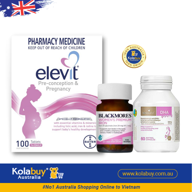 [Special Set] Chăm sóc mẹ bầu Úc Elevit & DHA Bio Island & Sắt Blackmores (Discount đến 30%)