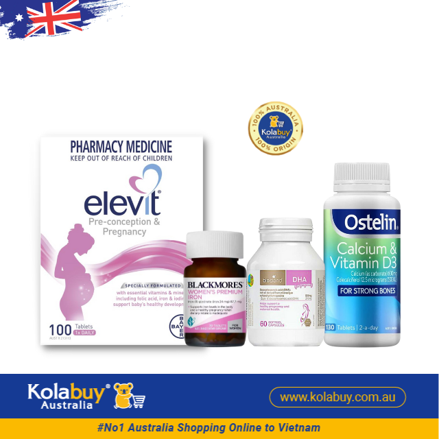 [Special Set] Bộ tứ bầu Úc Elevit & DHA Bio Island & Canxi bầu Ostelin & Sắt Blackmores (Discount đến 30%)