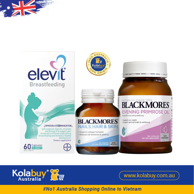 [Special Set] Chăm sóc sức khỏe sau sinh và làm đẹp Elevit & Hoa anh thảo Blackmores & Da, móng, tóc Blackmores (Discount đến 30%)