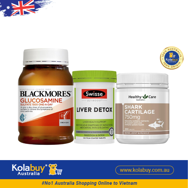 [Special Set] Tăng cường sức khỏe của Úc Bổ xương khớp Glucosamine Blackmores & Thải độc gan Liver Detox Swisse & Sụn cá mập Healthy Care (Discount đến 30%)