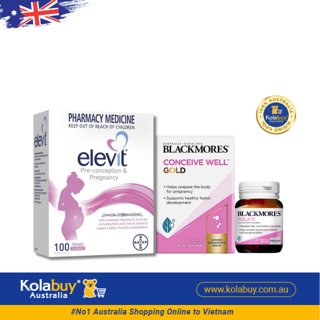 [Special Set] Chăm sóc sức khỏe trước sinh cho nữ Elevit 100v & Bổ trứng Blackmores & Axit Folic (Discount đến 30%)