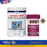 [Special Set] Chăm sóc sức khoẻ phụ nữ cao tuổi Sữa Alpha Lipid & Swisse Women Ultivite 50+ (Discount đến 30%)