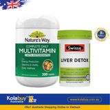 [Special Set] Tăng cường sức khỏe của Úc Vitamin tổng hợp Nature's Way 200v & Thải độc gan Liver Detox Swisse 120v (Discount đến 30%)