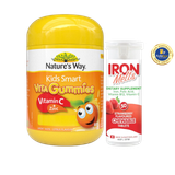 [Special Set] Phát triển toàn diện cho bé của Úc Sắt ngậm Iron Melts & Kẹo dẻo Gummies Kẽm Nature's Way & Vitamin C Nature's Way (Discount đến 30%)