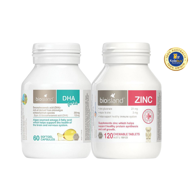 [Special Set] Phát triển toàn diện cho bé của Úc Kẽm 120v Bio Island & DHA 60v Bio Island (Discount đến 30%)