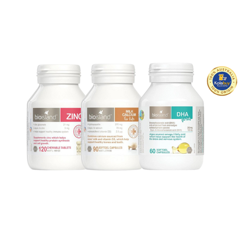 [Special Set] Phát triển toàn diện cho bé của Úc Kẽm ZinC Bio Island & DHA Bio Island & Canxi Bio Island (Discount đến 30%)