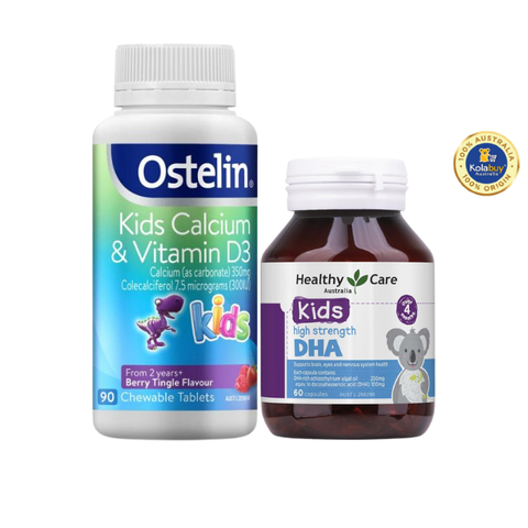 [Special Set] Phát triển toàn diện cho bé của Úc DHA Healthy Care 60v & Kẹo canxi khủng long Ostelin 90v (Discount đến 30%)