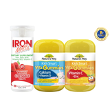 [Special Set] Phát triển toàn diện cho bé của Úc Sắt Iron melts & Kẹo Gummies Vitamin C + Kẽm & Kẹo Gummies Canxi của Nature's Way(Discount đến 30%)
