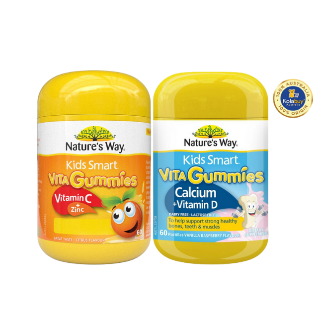 [Special Set] Phát triển toàn diện cho bé của Úc Gummies Kẽm Nature's Way & Vitamin C Nature's Way & Gummies Canxi Nature's Way (Discount đến 30%)