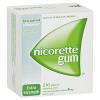 Nicorette Quit Smoking Extra Strength Uncoated Classic Chewing Gum 4mg 210 Pieces