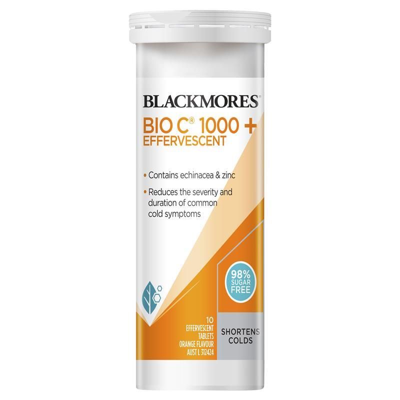 Viên Sủi Bổ Sung C Và Kẽm Blackmores Vitamin C 1000 Echinacea + Zinc Effervescent 10 viên