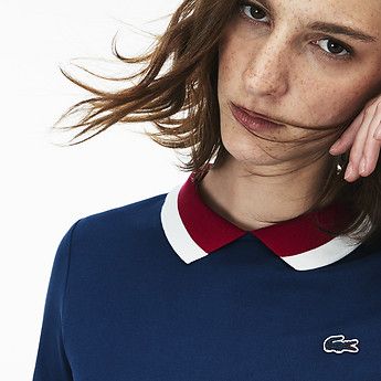 WOMEN'S POLO DRESS WITH CONTRAST COLLAR