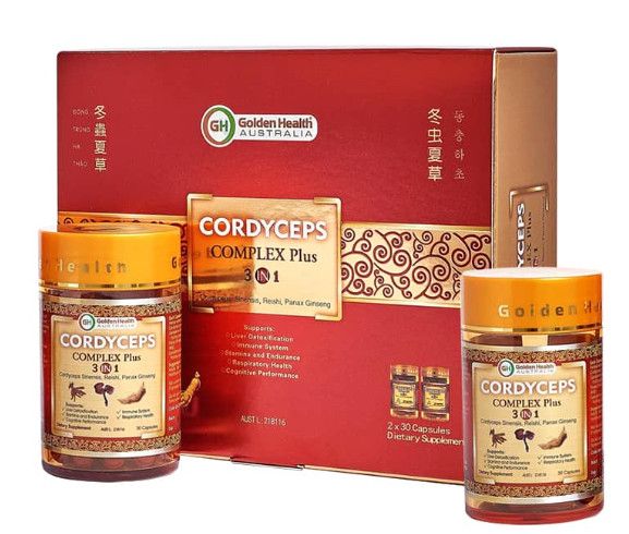 Viên uống đông trùng hạ thảo 3 trong 1 Golden Health Cordyceps Complex Plus 3in1 (2 hộp x 30 viên)