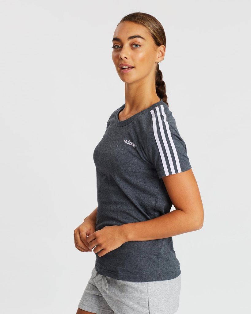 Áo nữ Adidas Women's Essential 3-Stripes Tee / T-Shirt / Tshirt - Dark Grey Heather/Purple Tint