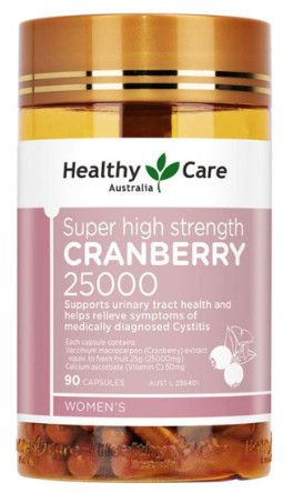 Viên uống bổ thận và đường tiết niệu Healthy Care Cranberry 25000mg 90 viên