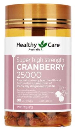 Viên uống bổ thận và đường tiết niệu Healthy Care Cranberry 25000mg 90 viên