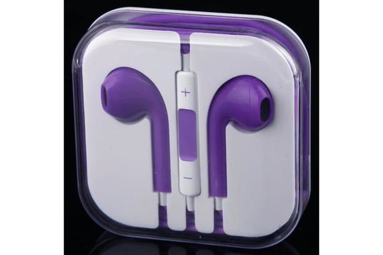 Handsfree Headphone Earphone W/ Mic For Apple Iphone 5 4 4S 3Gs Ipad Ipod Purple