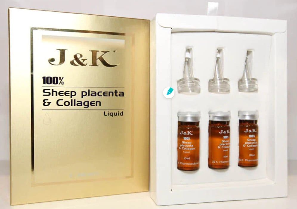 Tinh chất serum nhau thai cừu J&K 100% Sheep Placenta & Collagen Liquid (3 lọ x 10ml)