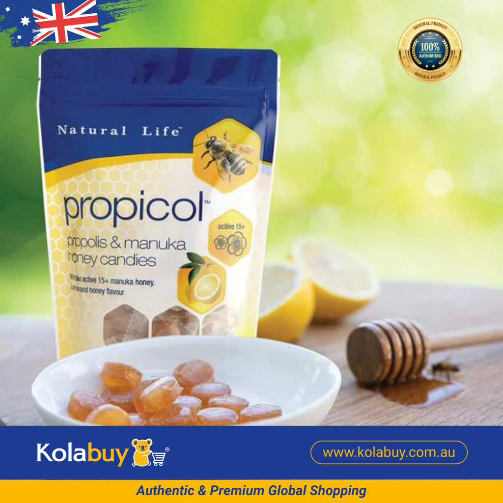 Kẹo ngậm keo ong Natural Life Úc vị chanh mật ong Lemon & Honey 40 viên